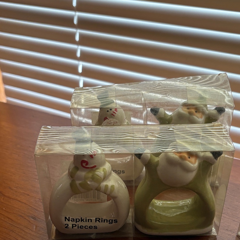 Festive Snowman Napkin Rings Set - Picture 2 of 8